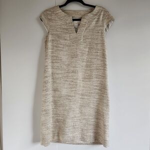 Kate Spade Heleen Tweed Gold Metallic Shift Dress Size 6 Tweed Sheath Cocktail